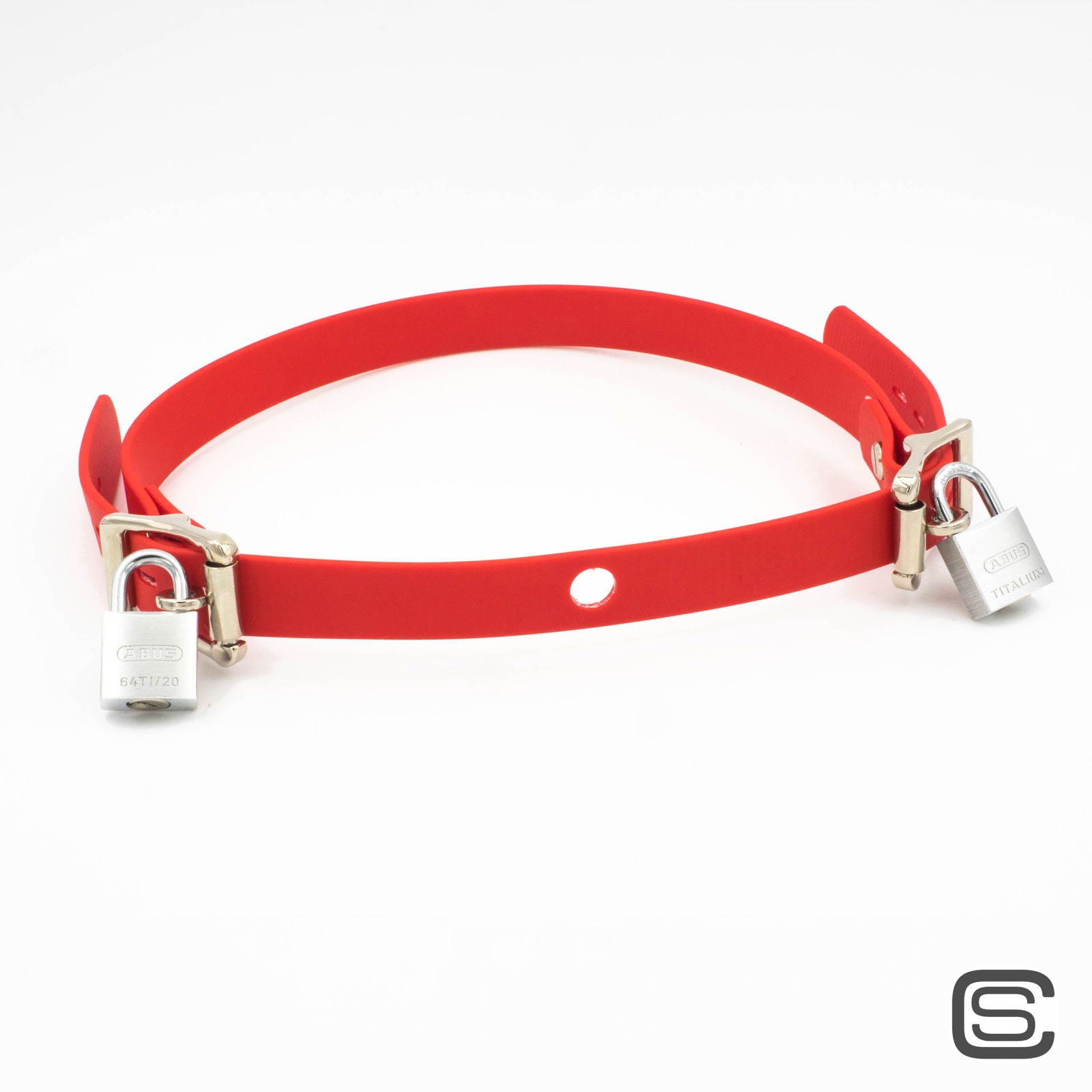 Riemen symetrisch mit zwei abschließbaren Schließen und Atemloch - silencilicone