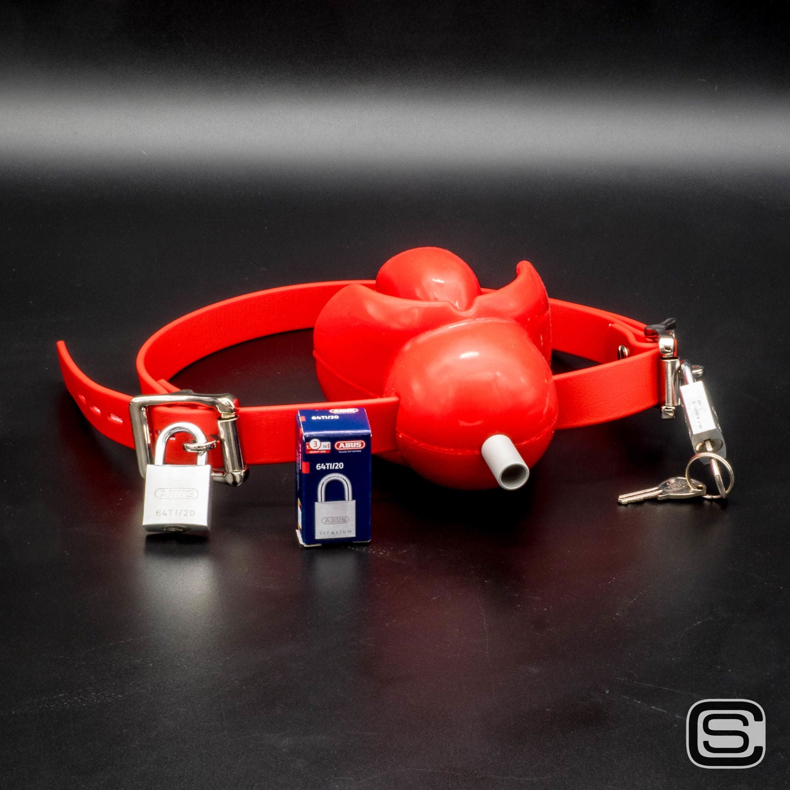 Riemen symetrisch mit zwei abschließbaren Schließen und Atemloch - silencilicone