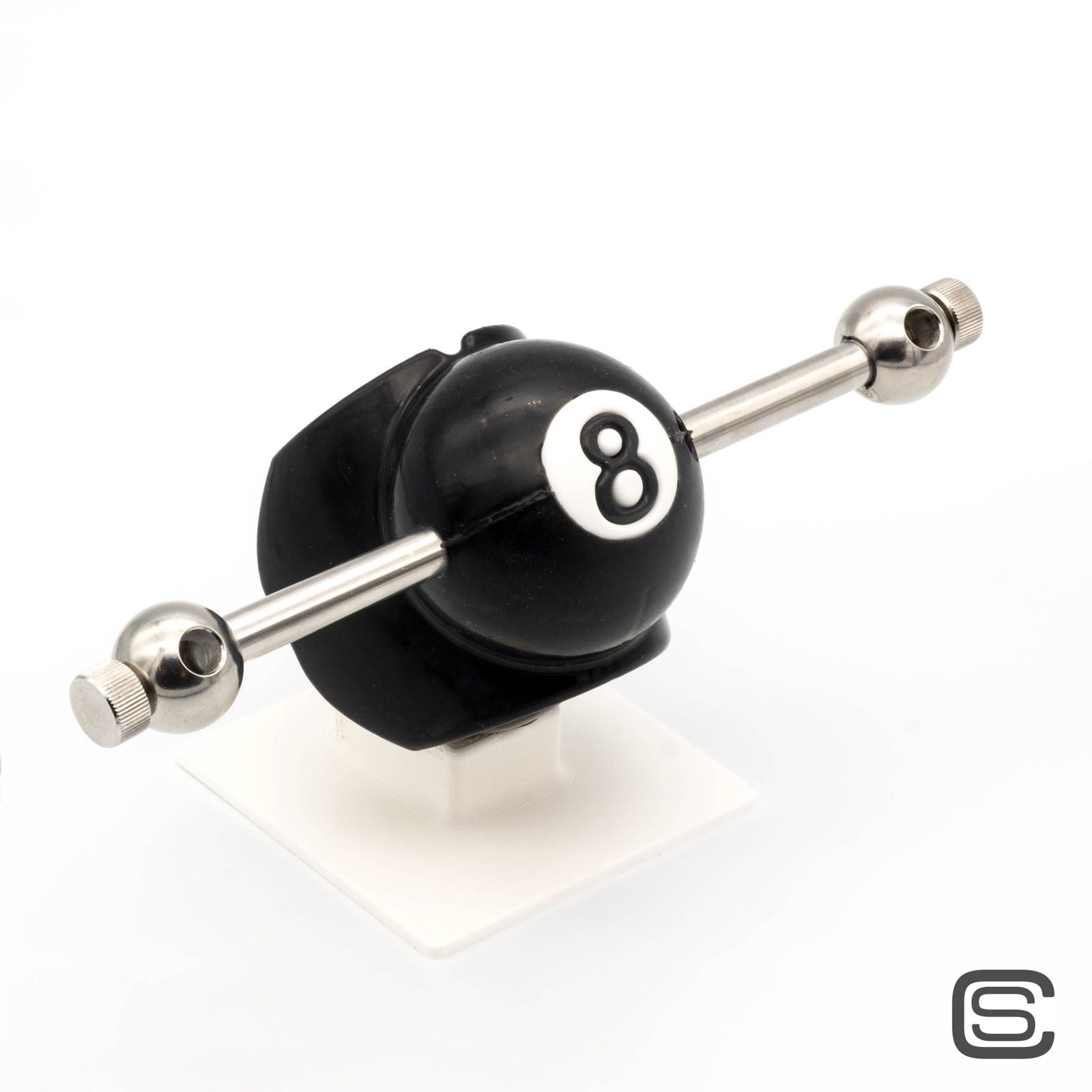 Ultra Restrictive Ball Gag with Steel Bar - Eight Ball - silencilicone